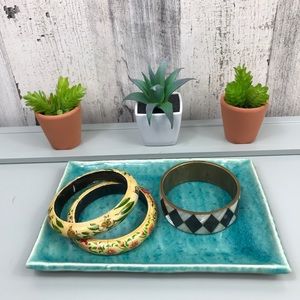 Rectangular Teal Aqua Ceramic Glazed Jewelry Dish